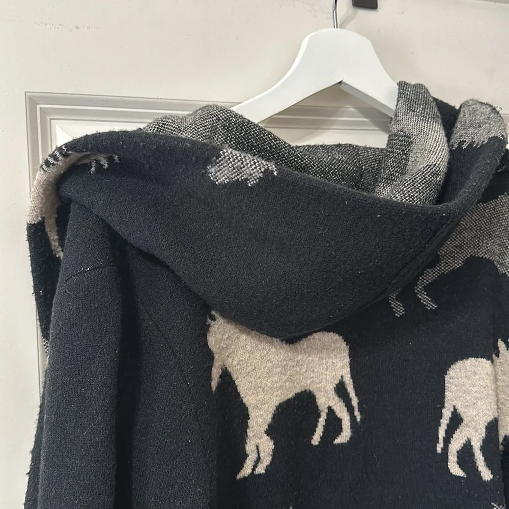 Anthropologie Field Flower Sedona Horse Lambswool Cardigan Hoodie - Picture 6 of 7
